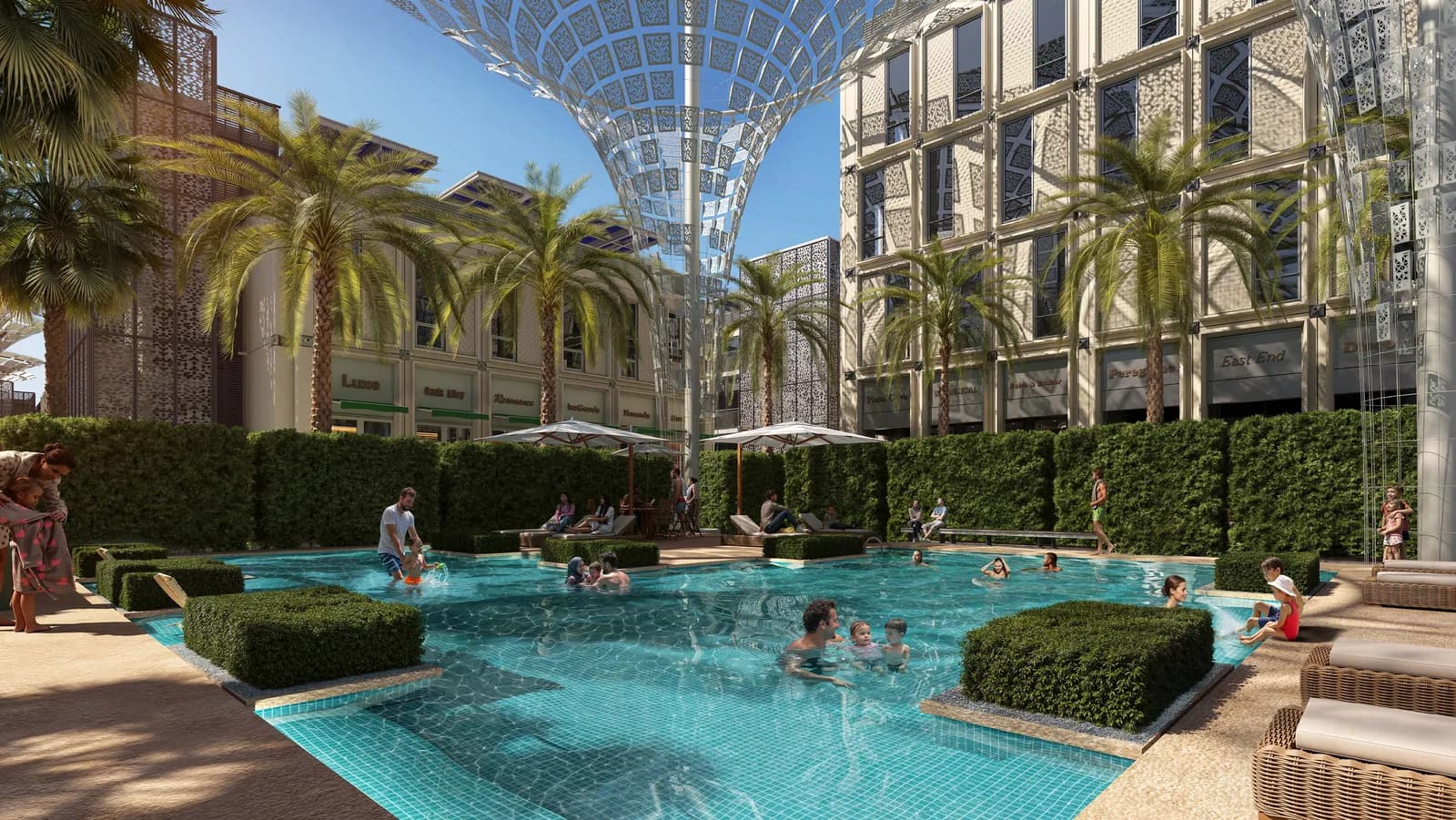 Residents' pool at Al Waha Residences