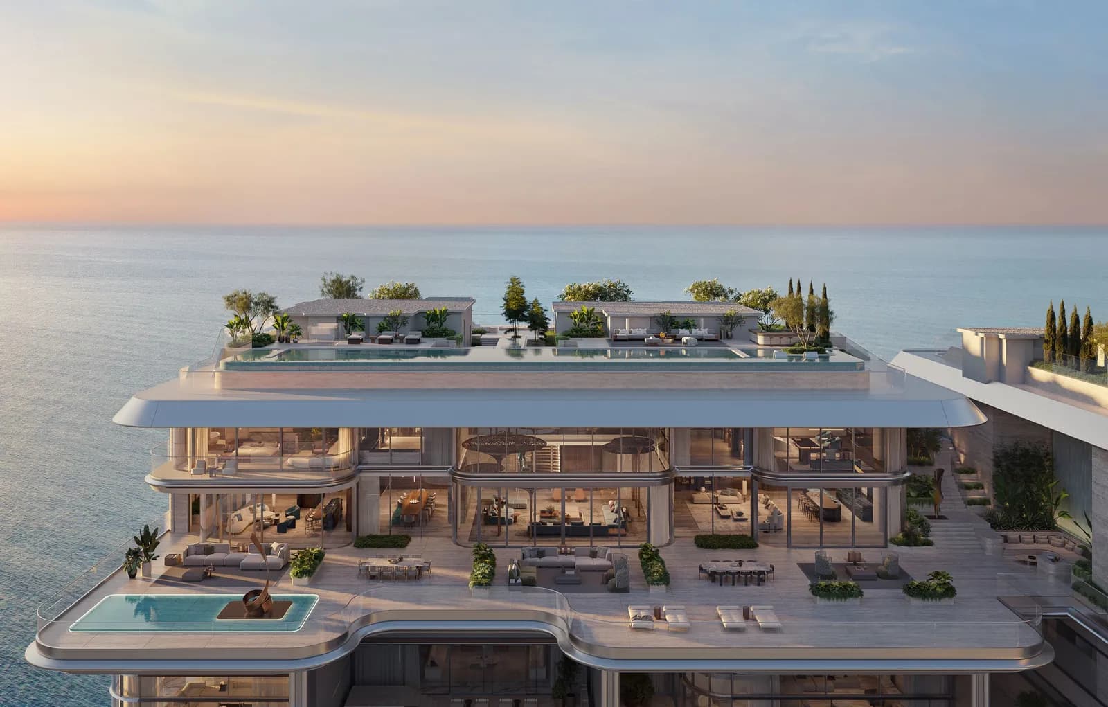 ORLA sky palace with rooftop terraces above the sea